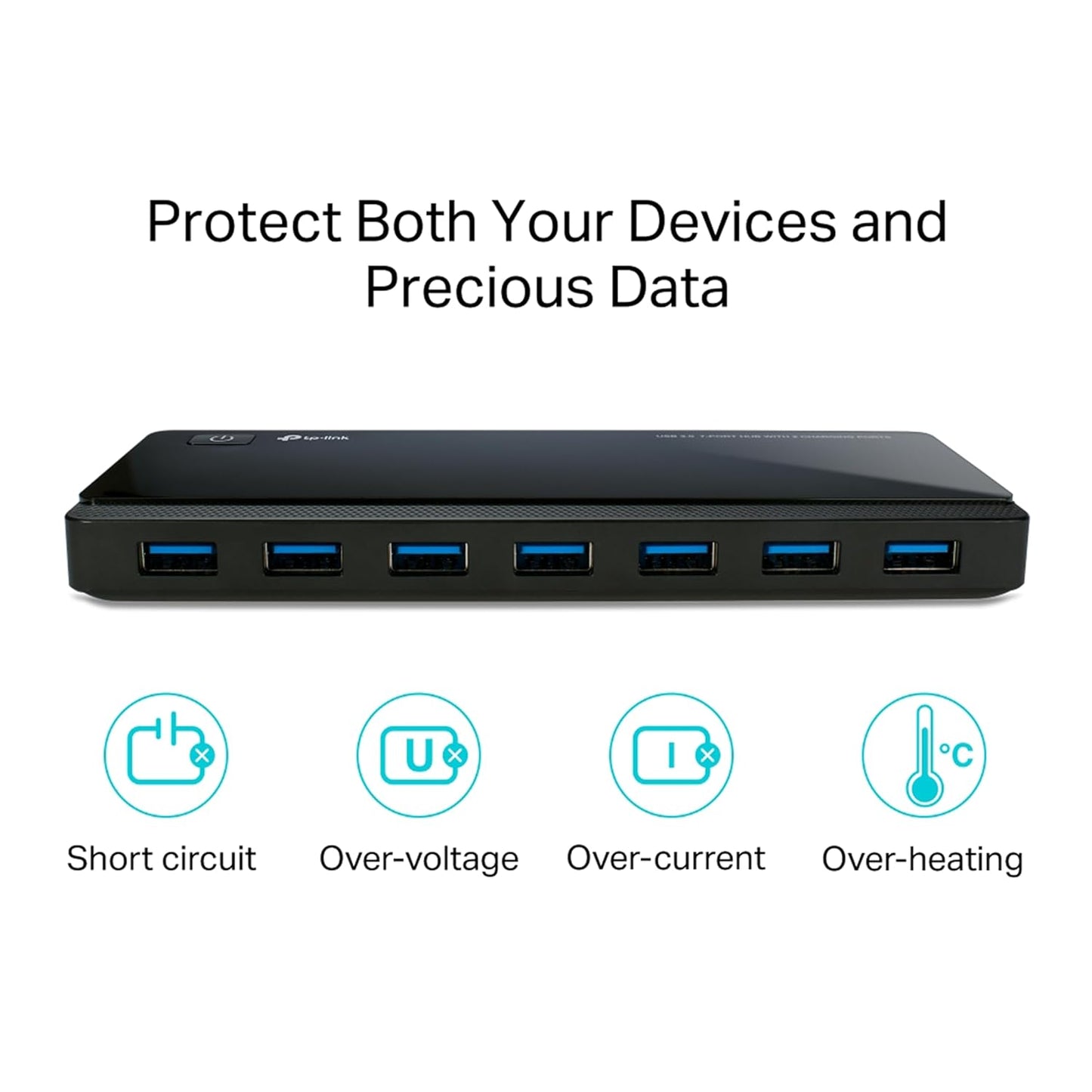 TP-Link UH720 USB Hub, 7-Port Docking Station with Extra 2X 2.4A Ultra Fast Charging Ports, 10x Data Transfer Speed up to 5Gbps, 1m USB3.0 Cable, Compatible with Windows, Mac OS X and Linux Systems