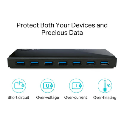 TP-Link UH720 USB Hub, 7-Port Docking Station with Extra 2X 2.4A Ultra Fast Charging Ports, 10x Data Transfer Speed up to 5Gbps, 1m USB3.0 Cable, Compatible with Windows, Mac OS X and Linux Systems