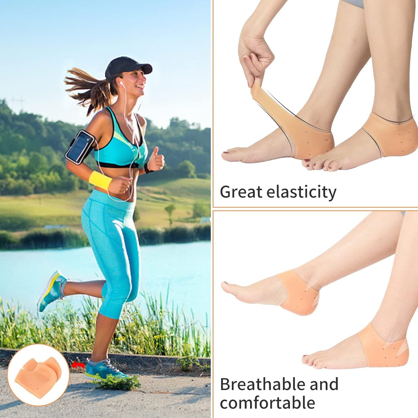 Silicone Gel Heel Pad Socks for Pain Relief