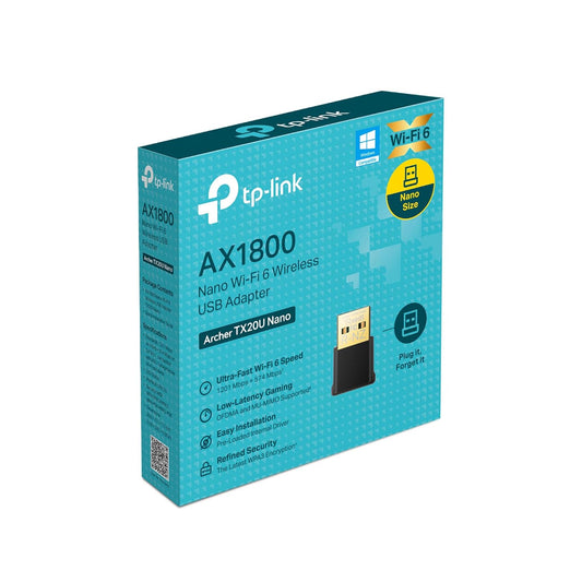 TP-Link Nano USB WiFi 6 Adapter for PC(Archer TX20U Nano)- AX1800 2.4G/5G Dual-Band Wireless Network Transceiver Adapter for Desktop PC, OFDMA, MU-MIMO, WPA3, Travel Size, Supports Windows 11/10