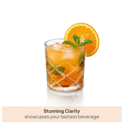 Cello Old Fashioned Juice Tumbler Glass Set of 6, 215ml