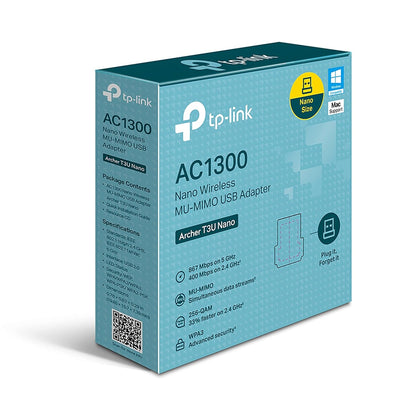 TP-Link Nano AC1300 Wireless MU-MIMO Wi-Fi Adapter(Archer T3U Nano), Dual Band Wireless Network Adapter for PC/Desktop/Laptop, Mini Travel Size , Supports Windows 11/10/8.1/8/7/Mac OS 10.15