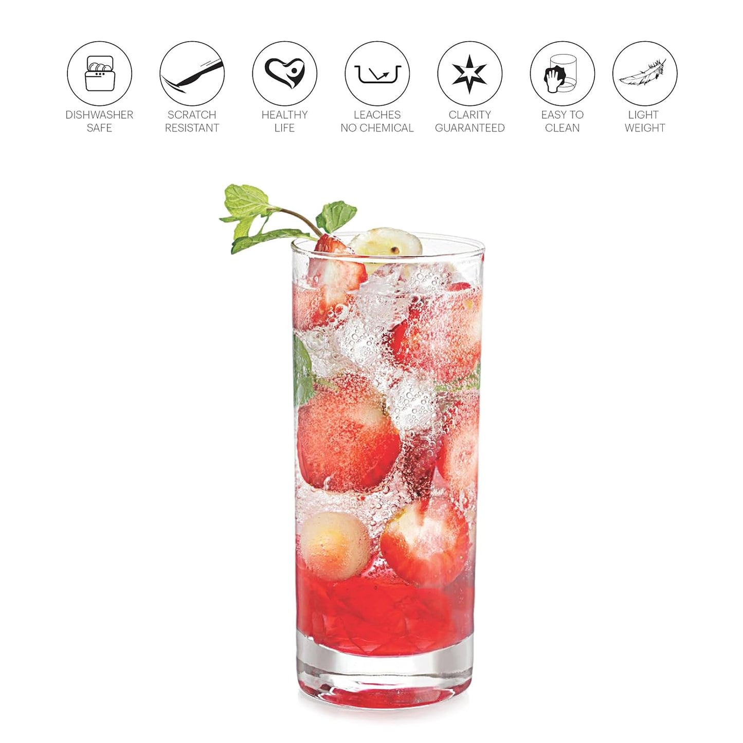 CELLO Siena Glass Tumblers|Water or Juice Glass|Set of 6