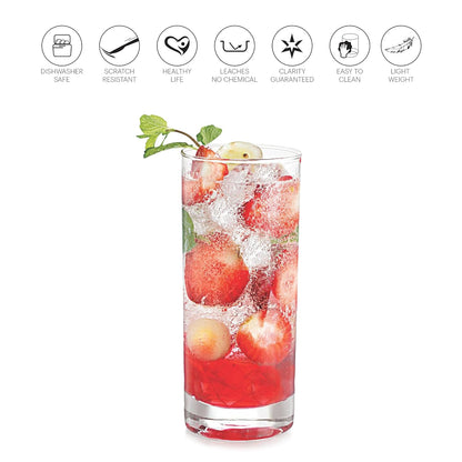 CELLO Siena Glass Tumblers|Water or Juice Glass|Set of 6