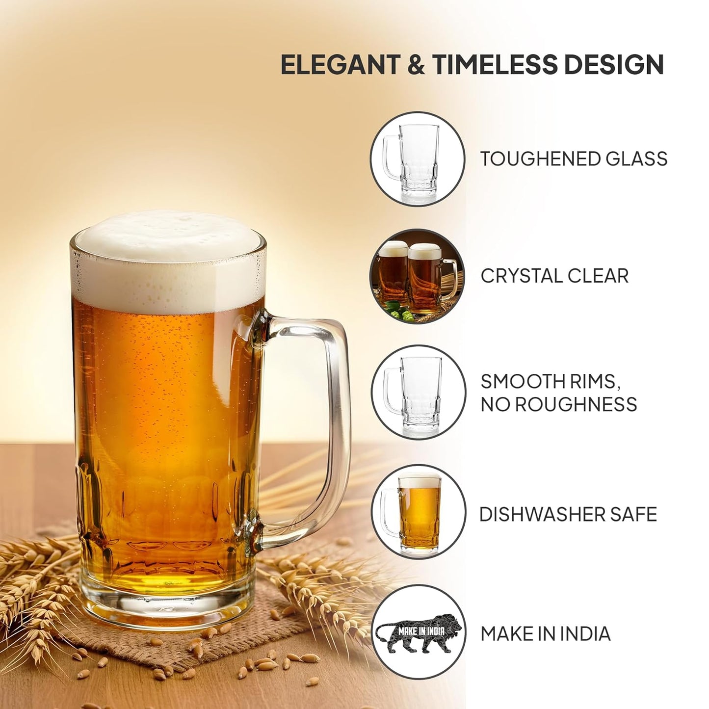 Cello Classic Beer Glass Mug with Handle