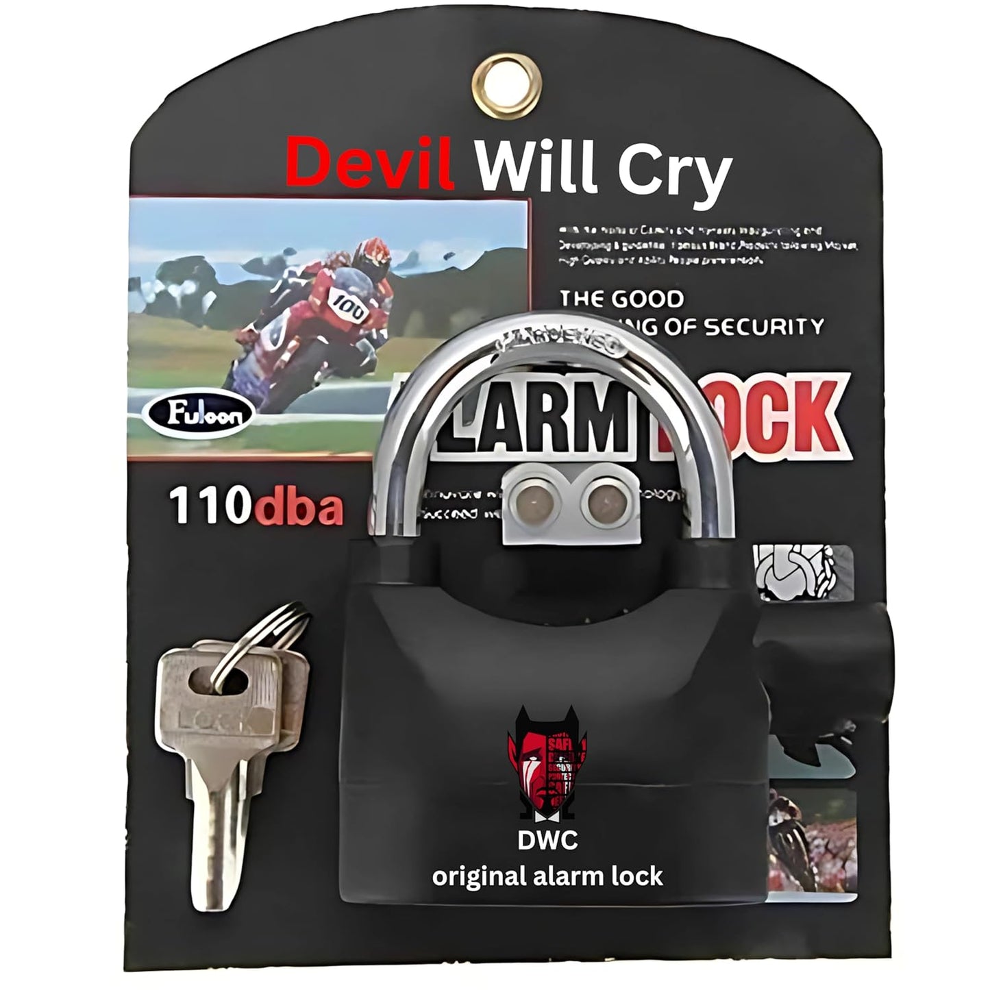 Anti-Theft Alarm Padlock, 110dba Motion Sensor, Hard Zinc Alloy Body, Chrome Plated Steel Lock with Keys