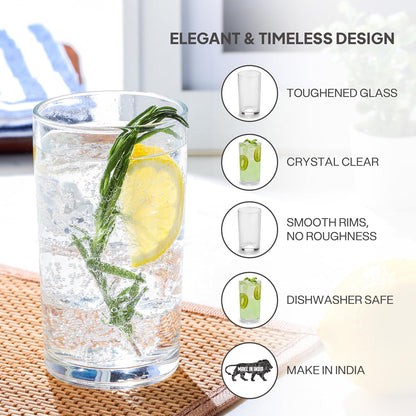 CELLO Liberty Hi-Ball Glass Tumbler Set of 6, 280ml