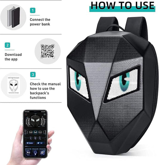Waterproof Led App Backpack with Led Digital Display LED Backpack Eyes