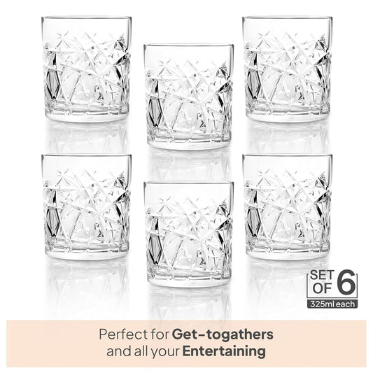 CELLO Swirl Rock Tumbler Glass Set of 6, 325ml