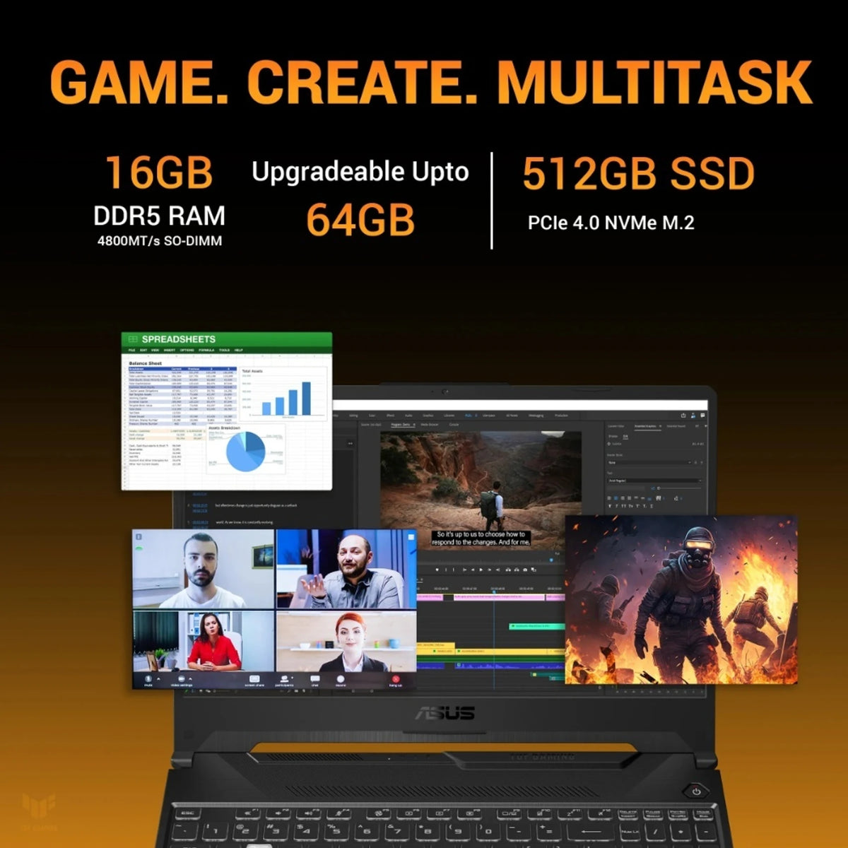 ASUS TUF Gaming A15 (2026) AMD Ryzen 7 170 - (16 GB/512 GB SSD/Windows 11 Home/4 GB Graphics/NVIDIA GeForce RTX 3050/144 Hz) FA506NCQ-IN081WS Gaming Laptop (15.6 inch, Graphite Black, 2.3 kg, With MS Office)