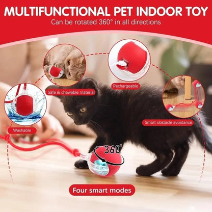 Automatic Cat Teaser Ball Red Rolling Ball