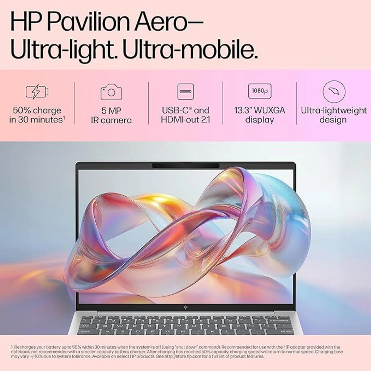 HP PAVILION 13-bg0017AU AMD Ryzen 7 Octa Core 8840U - (16 GB/512 GB SSD/Windows 11 Home), Laptop (13.3 Inch, Silver, With MS Office)