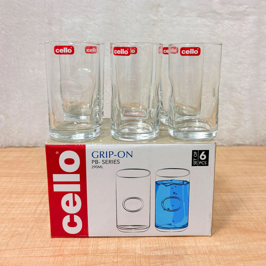Cello Grip-On PB-Series Glass Tumbler Set, 290ml