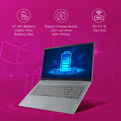 Lenovo IdeaPad Slim 3 AMD Ryzen 3 Quad Core 7320U - (8 GB/512 GB SSD/Windows 11 Home) 15AMN8 Thin and Light Laptop (15.6 Inch, Arctic Grey, 1.62 kg, With MS Office)