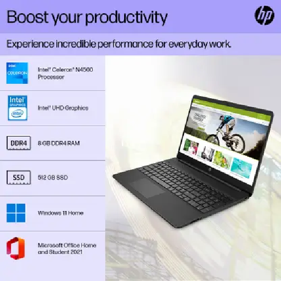 HP Intel Celeron Dual Core N4500 - (8 GB/512 GB SSD/Windows 11 Home)