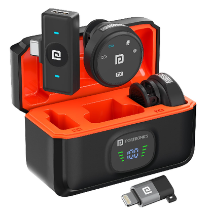 Portronics Vlogmate 3 Dual Wireless Collar Lapel Microphone with ENC Noise Cancellation