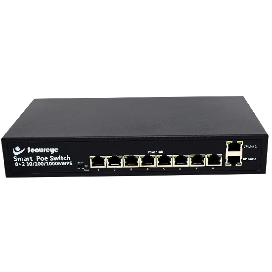 Secureye (S-8FE-2UG-LD) 8 PoE + 2 Uplink Ports 10/100/1000 Mbps