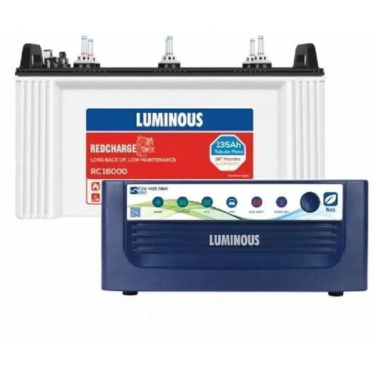 LUMINOUS Tubular Inverter Battery 135 Ah, Eco Volt Neo 850 VA Sine Wave