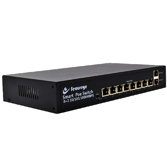 Secureye (S-8FE-2UG-LD) 8 PoE + 2 Uplink Ports 10/100/1000 Mbps