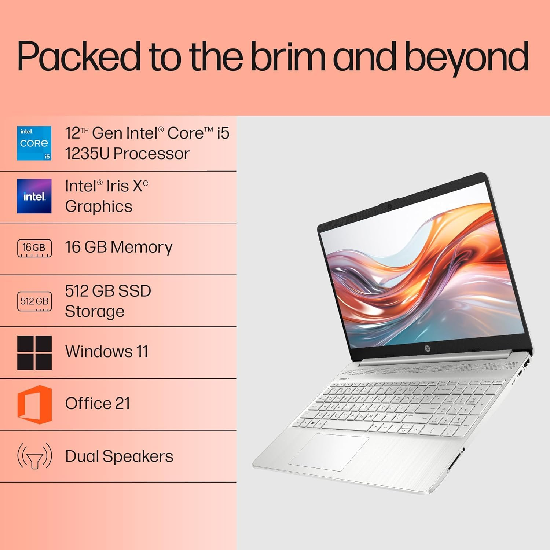 HP 15s, 12th Gen Intel Core i5-1235U,16GB DDR4, 512GB SSD