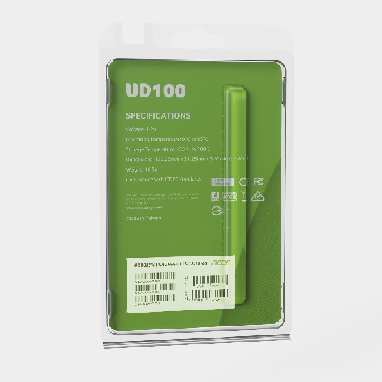 Acer UD100 U-DIMM 2666MHz 4GB 19-19-19-43 1R*8
