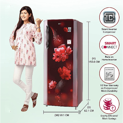 LG 261 L 3 Star Inverter Single Door Refrigerator GL-B281BSCX