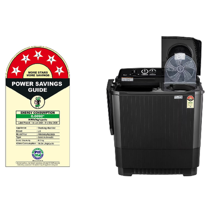 LG 8.5Kg Semi Automatic Top Load Washing Machine, Full Black