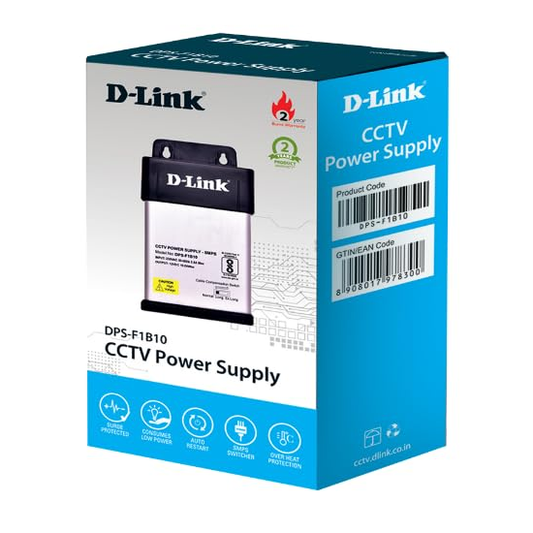 D-Link CCTV Power Supply, 10A, Single Output, Metal