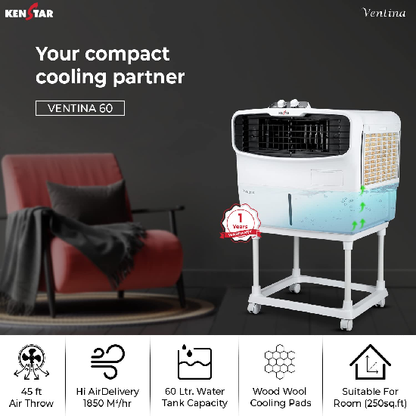 Kenstar Ventina 60 Window Air Cooler 60L, 210 Watts