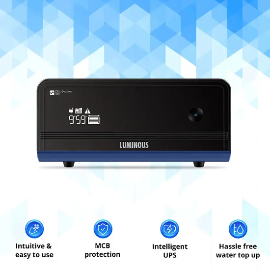 LUMINOUS Tubular Inverter Battery 160 Ah, Zelio Smart 1100 Sine Wave Digital Inverter