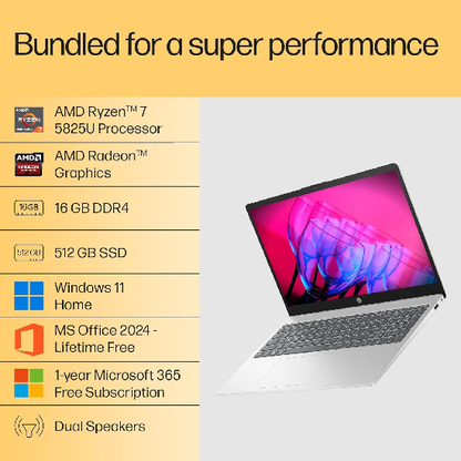 HP 15, AMD Ryzen 7 5825U, 16GB DDR4, 512GB SSD, 15.6-inch