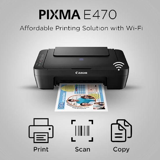 Canon PIXMA E470 All in One WiFi Ink Efficient Colour Printer