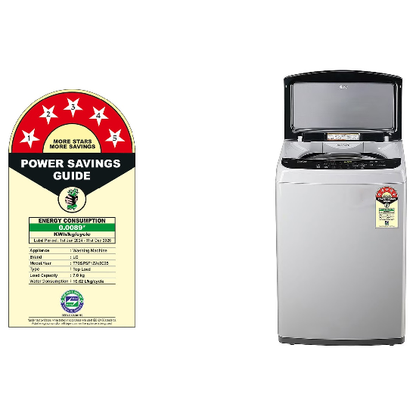 LG 7Kg Top Load Washing Machine, Middle Free Silver