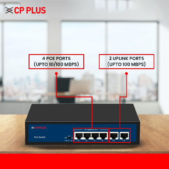 CP Plus 6 Ports Fast Ethernet with 4 PoE Ports POE Switch