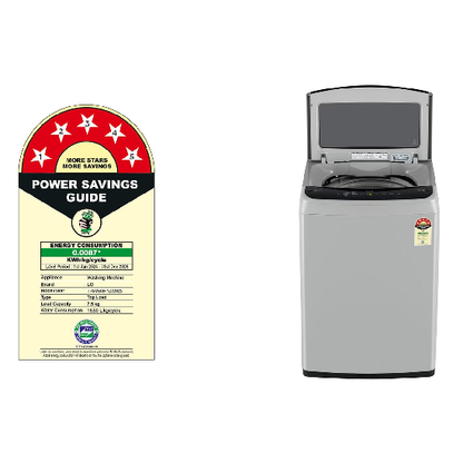 LG 7.5 Kg Top Load Washing Machine Middle Free Silver