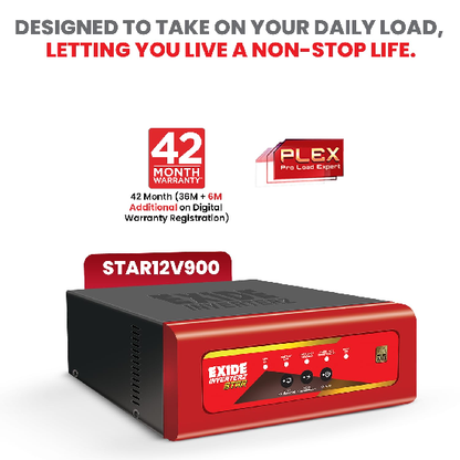 EXIDE Star STAR12V900 12V 900VA Inverter | Pure Sine Wave Output