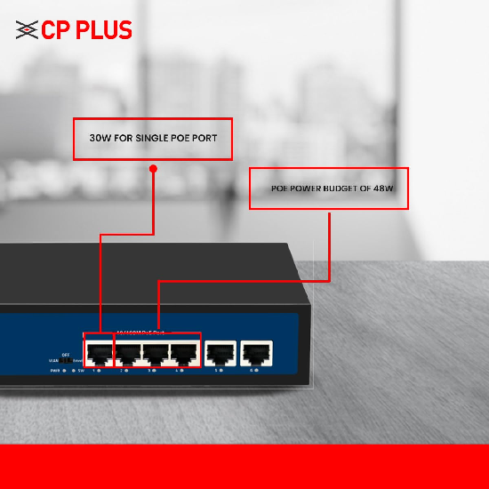 CP Plus 6 Ports Fast Ethernet with 4 PoE Ports POE Switch
