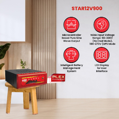 EXIDE Star STAR12V900 12V 900VA Inverter | Pure Sine Wave Output
