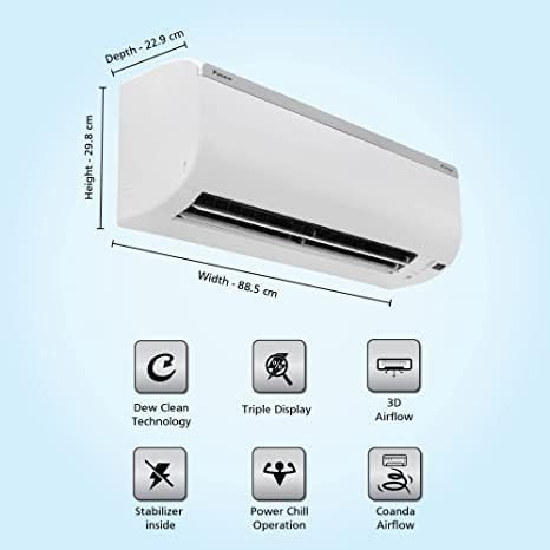 Daikin 1.5 Ton 3 Star Inverter Split AC FTKC50UV, White