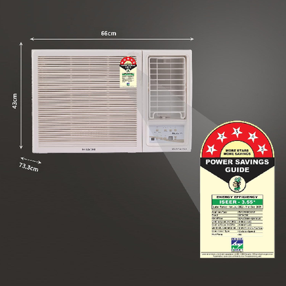 Hitachi 1.5 Ton Class 5 Star Window Inverter AC RAW518HHEO, White