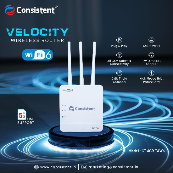 Consistent wifi6 4G Router Velocity (CT-4GR-TAW6) IPv6 Compatible