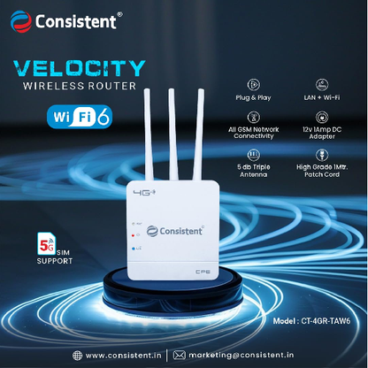 Consistent wifi6 4G Router Velocity (CT-4GR-TAW6) IPv6 Compatible