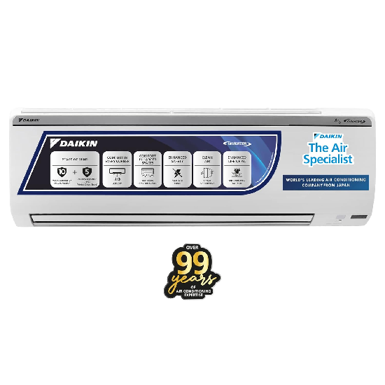Daikin 1 Ton 5 Star Inverter Split AC FTKR35U, White