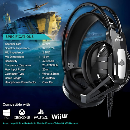 Ant Esports H520W Lightweight Gaming Over Ear Wired Headphones