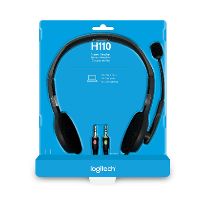 Logitech H110 Wired On Ear Headphones With Mic - Black