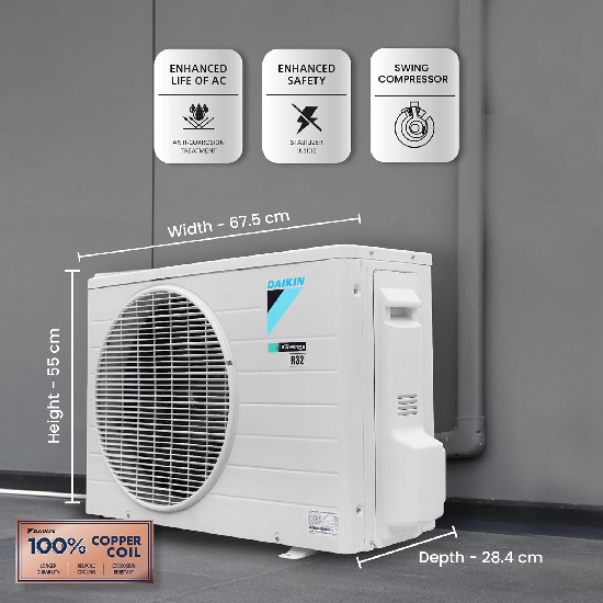 Daikin 1.0 Ton 3 Star Hot & Cold Inverter Split AC FTHT35UV, White