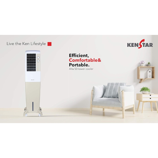Kenstar Alta 50 Litres Tower Air Cooler Golden Yellow