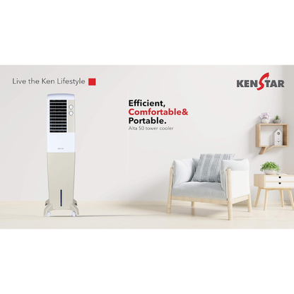 Kenstar Alta 50 Litres Tower Air Cooler Golden Yellow
