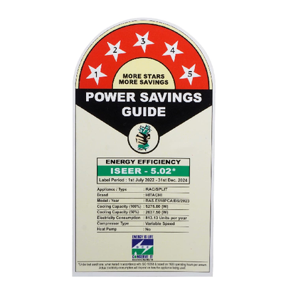 HITACHI 1.5 TON 5 STAR TOUSHI PLUS 5200XL INVERTER SPLIT AC