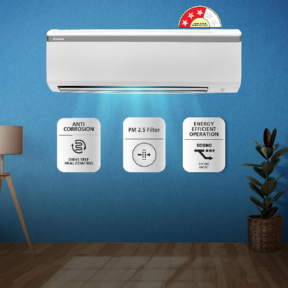 Daikin 0.8 Ton 3 Star, Fixed Speed Split AC FTL28U, White